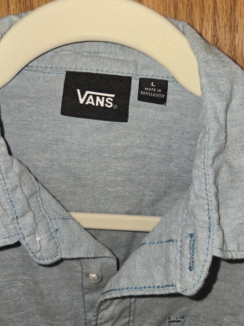 Vans Youth Size Large Light Blue Short Sleeve Button-Down Shirt - Picture 2 of 8